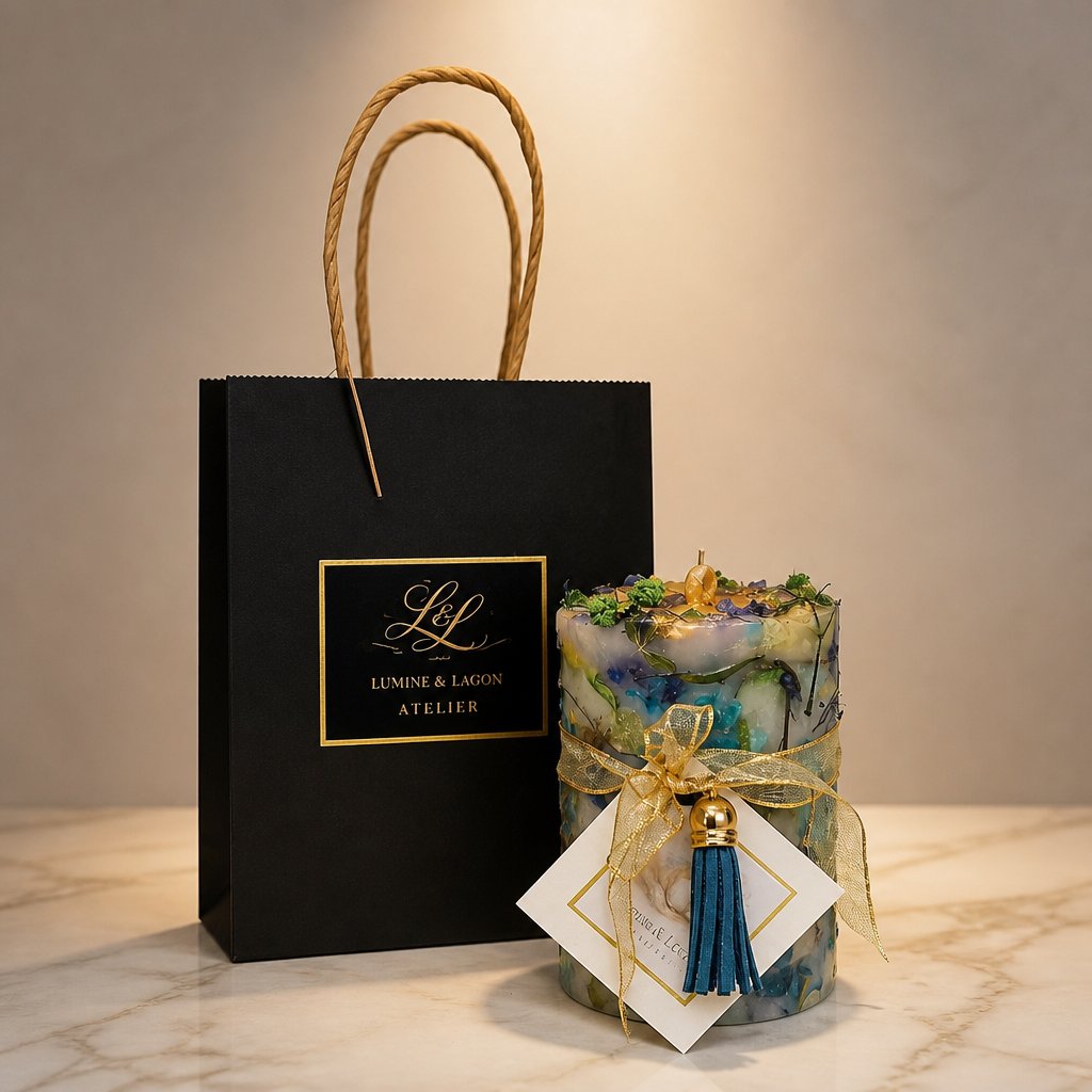Custom Botanical Fragranced Pillar Candle – Handmade Floral Wax Candle image 4