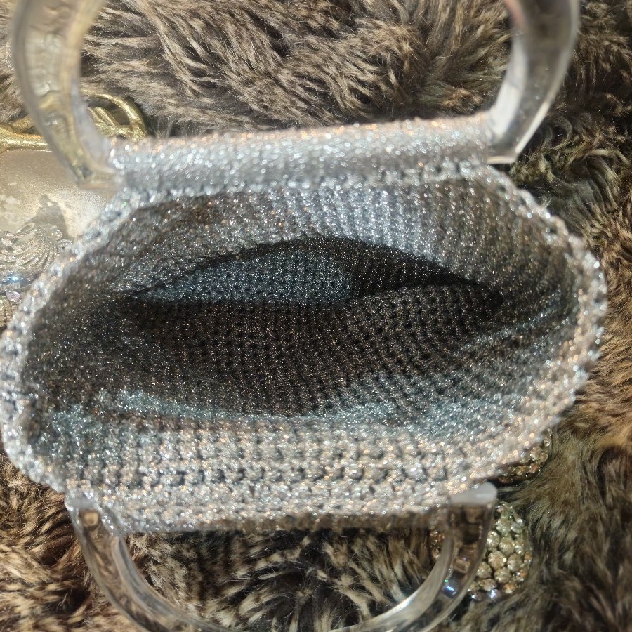 Silver Luxe Crystal-Embellished Crochet Handbag image 2