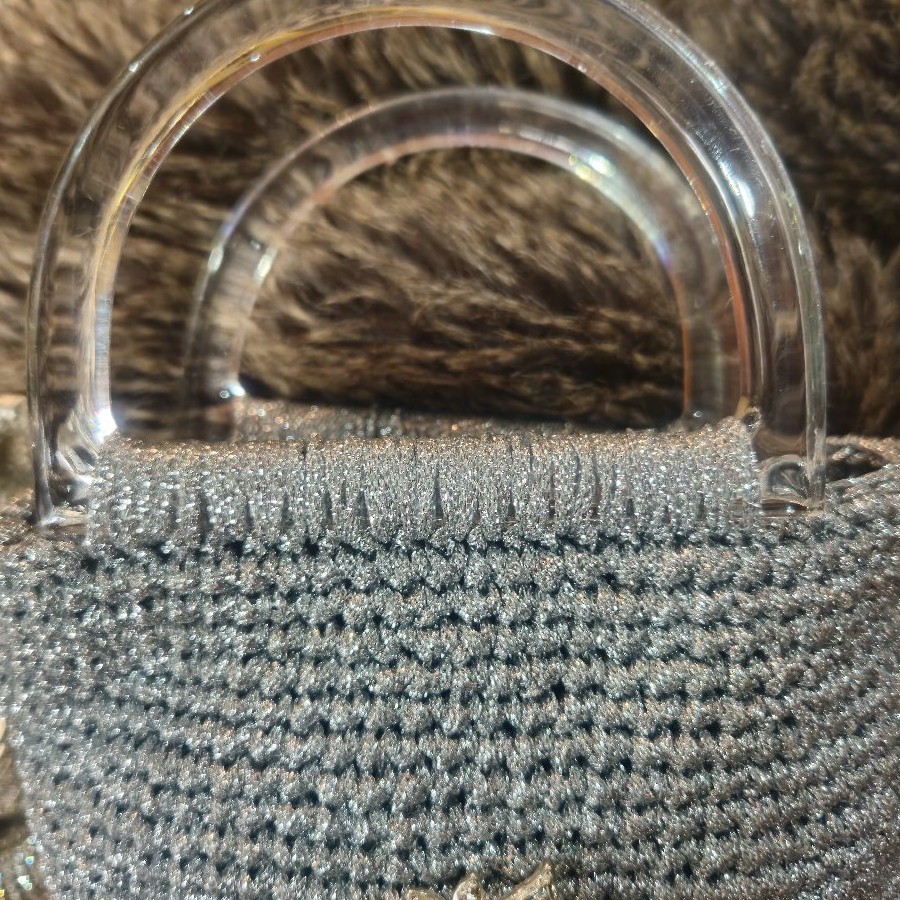 Silver Luxe Crystal-Embellished Crochet Handbag image 3