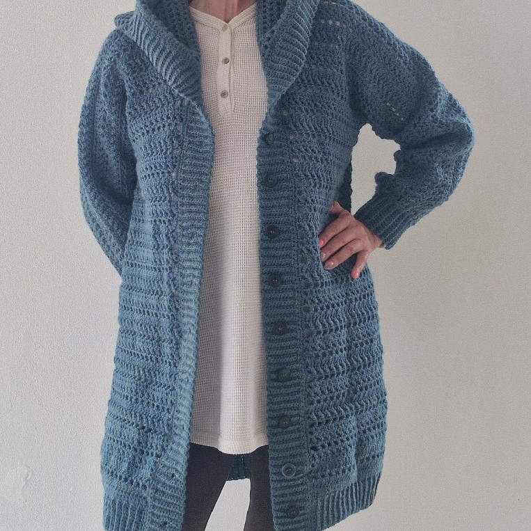 Hooded Cardigan With Buttons