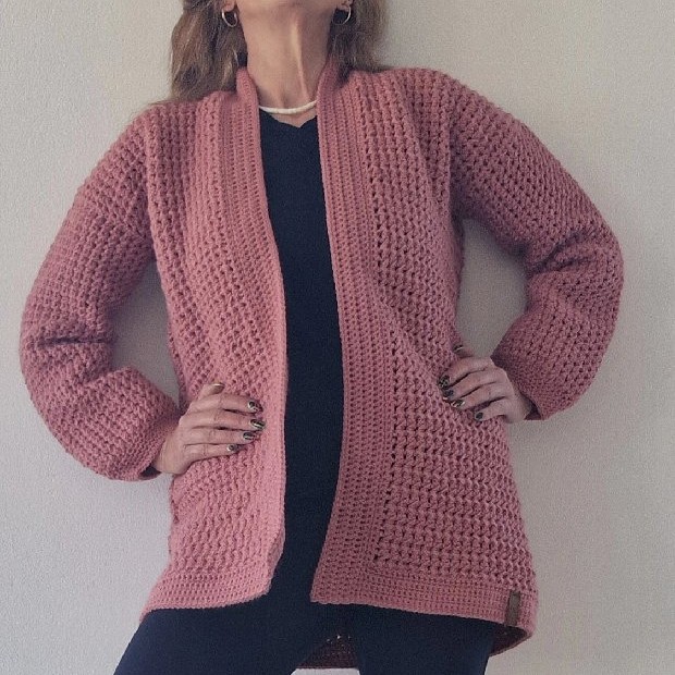 Dusty Rose Cardigan, Acrylic