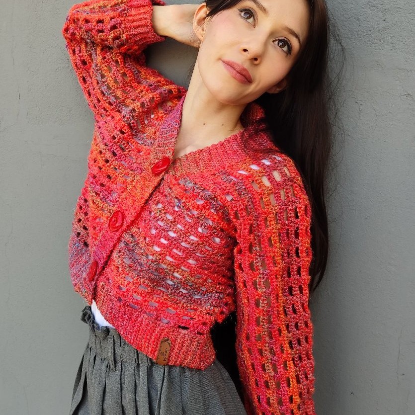 Waist Length Cardigan, Acrylic