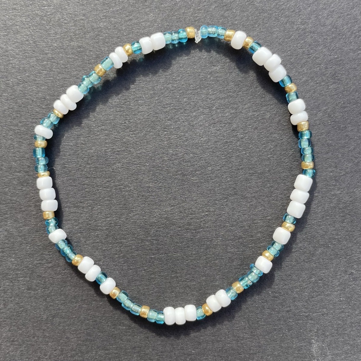Blue, White & Gold Stretch Bracelet