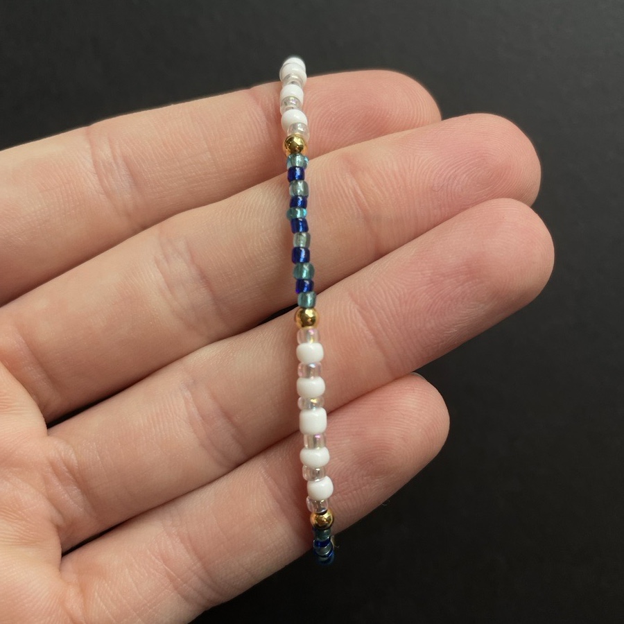 Matching Set: Blue, White & Gold Necklace & Bracelet image 3