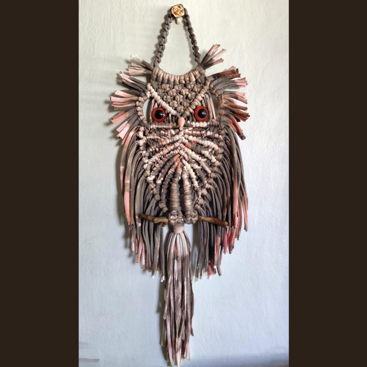 Professor Grimfeather - Handcrafted Boho Owl - Macramé Wall Hanging image 4