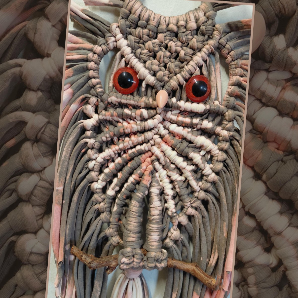 Professor Grimfeather - Handcrafted Boho Owl - Macramé Wall Hanging image 3