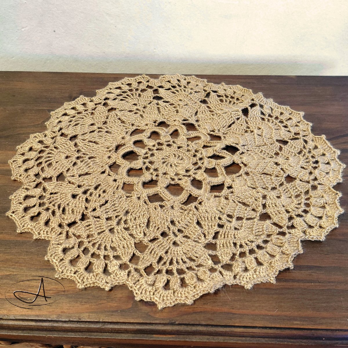 Pineapple Lace Doily – 32 cm Caramel Cotton image 2