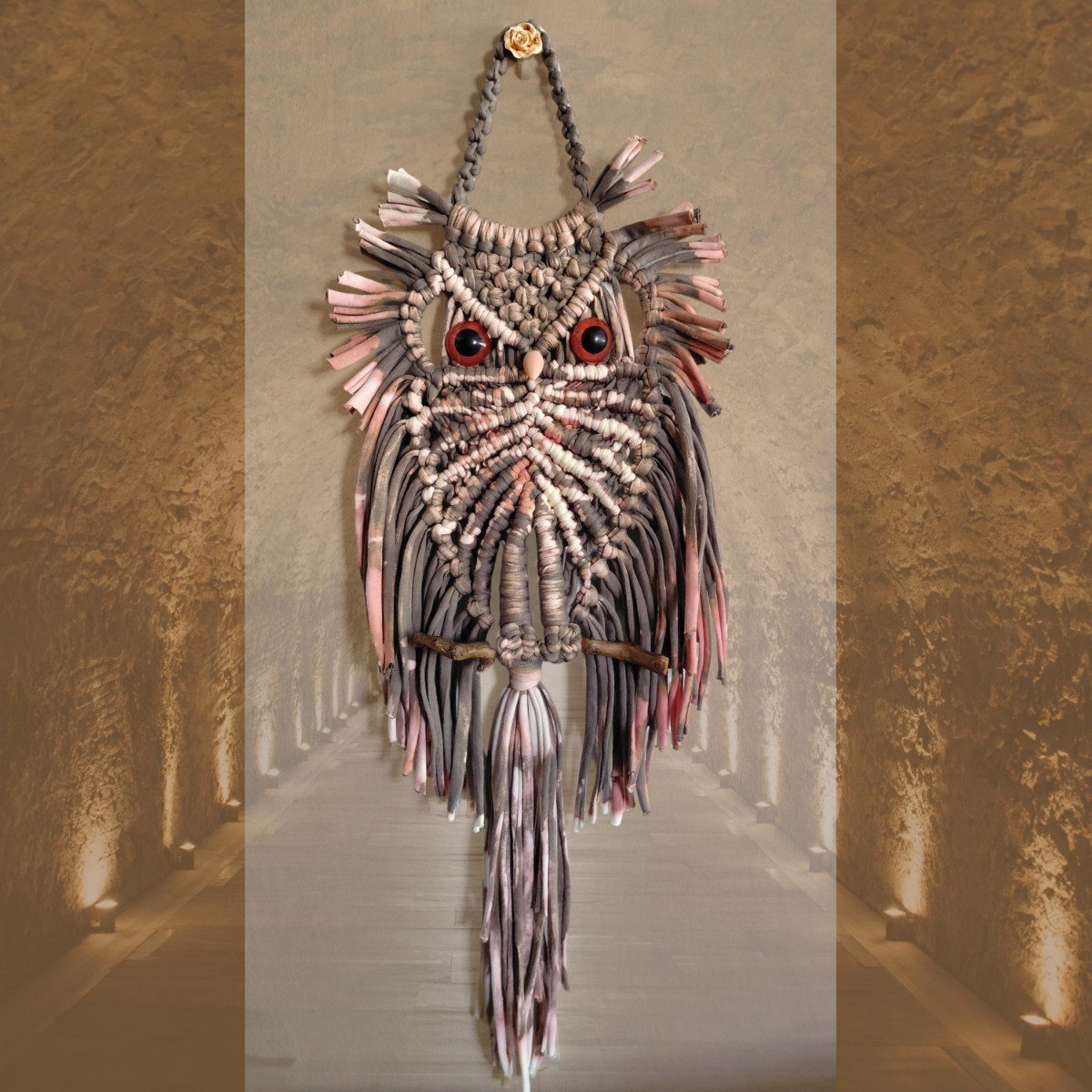 Professor Grimfeather - Handcrafted Boho Owl - Macramé Wall Hanging