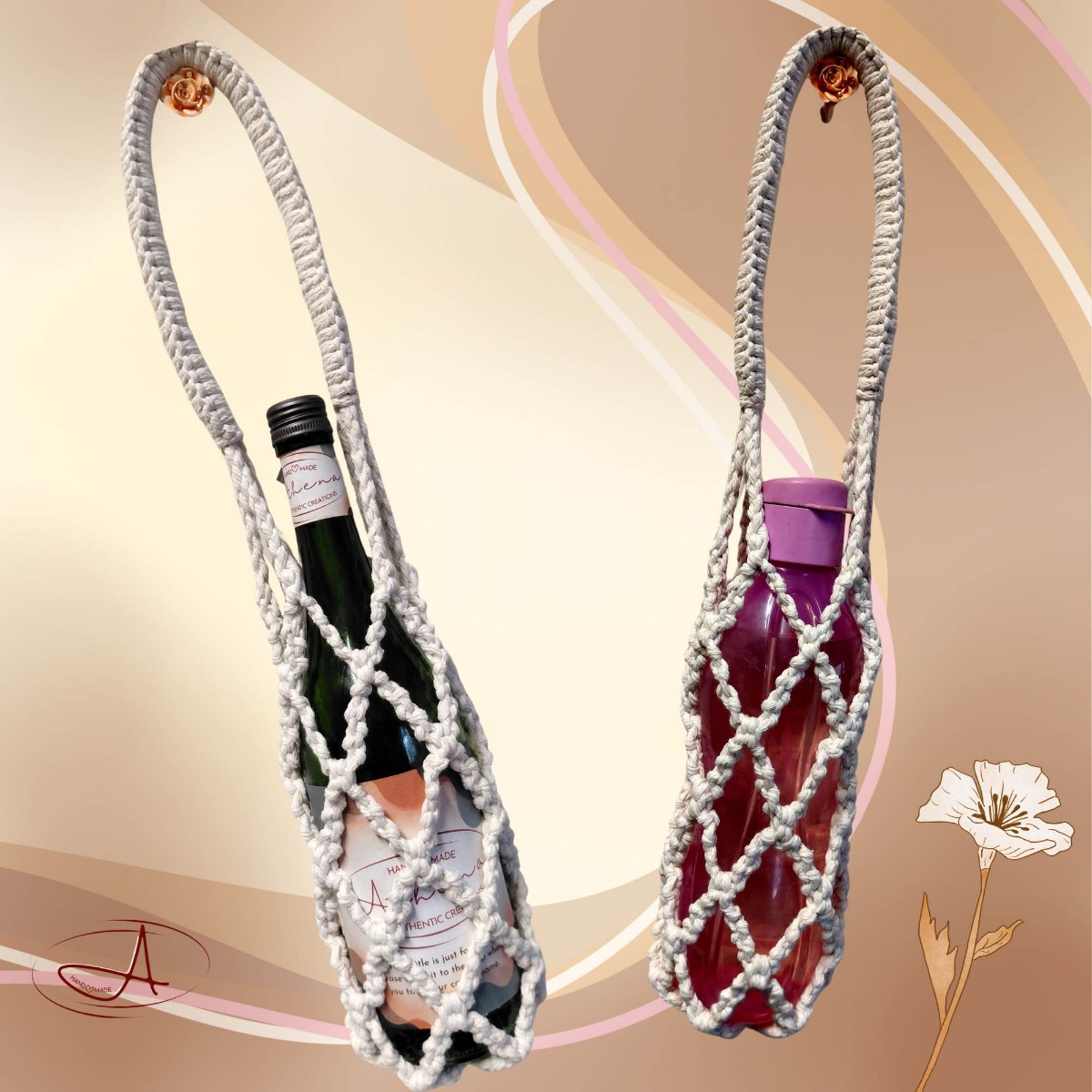 Macramé Blossom Bottle Tote