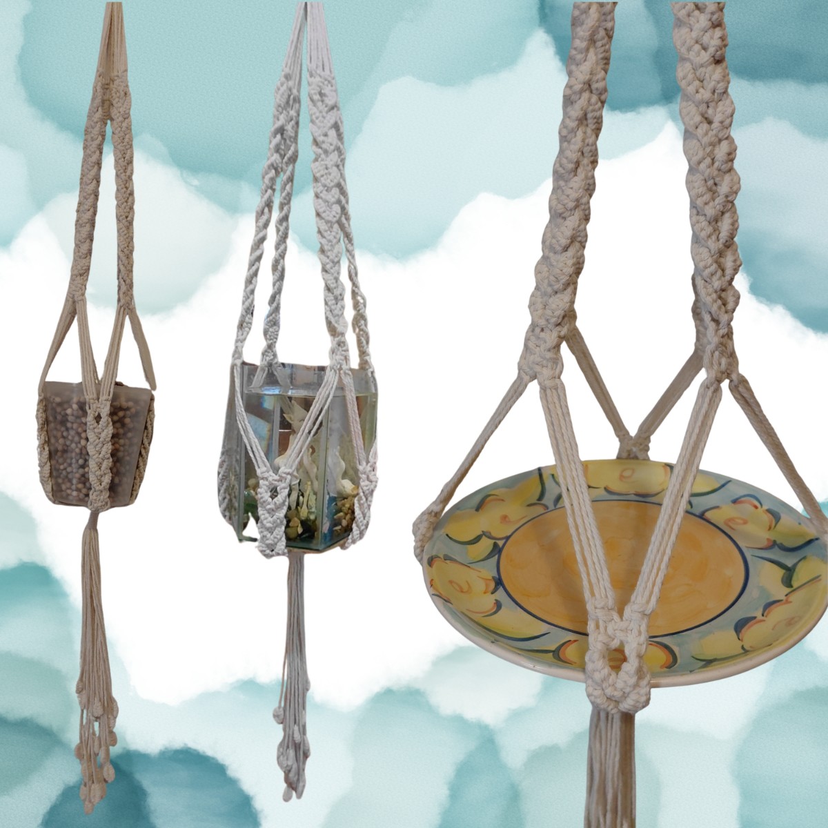 Heavy-Duty Macramé Plant Hanger with Plaited Cords (90cm) image 2