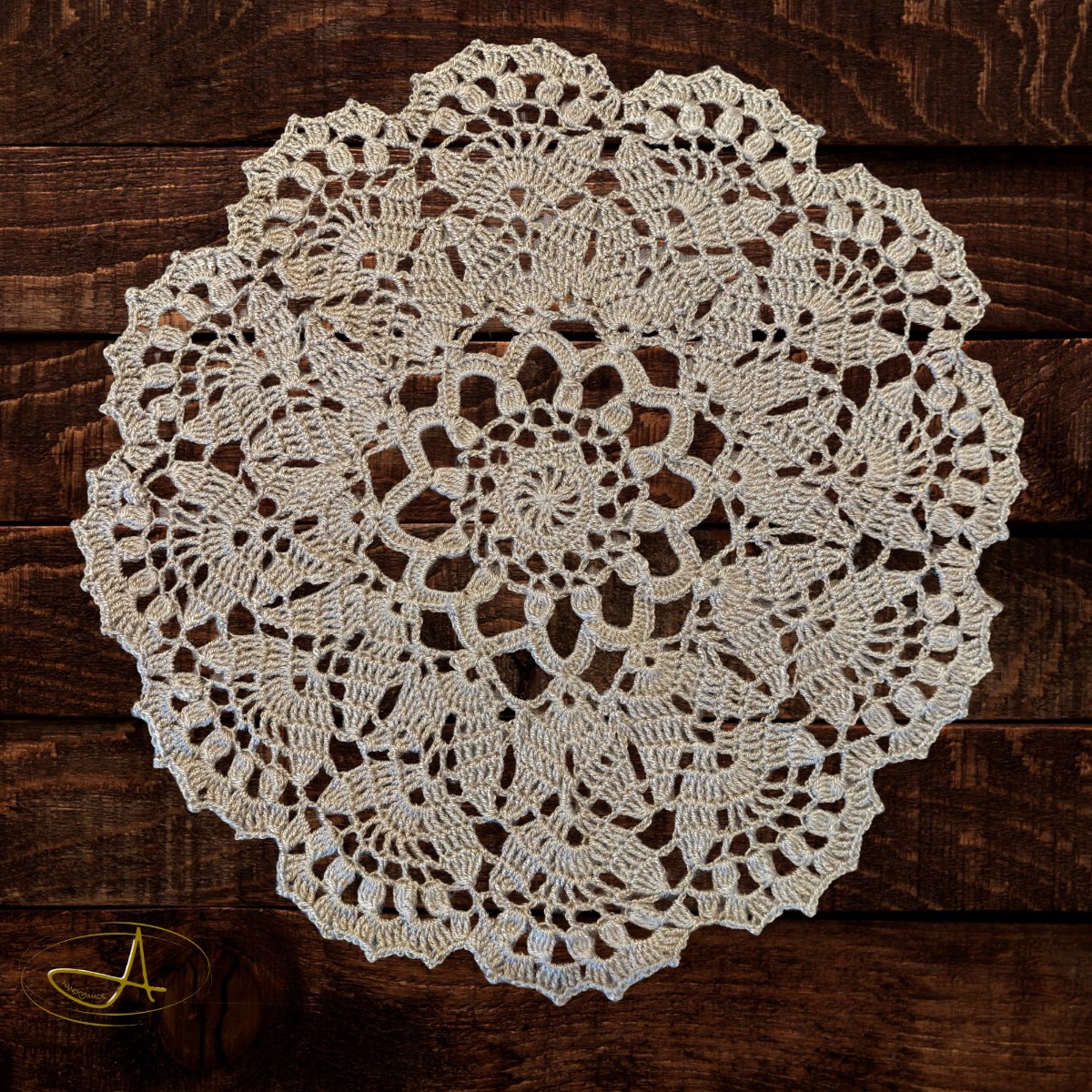 Pineapple Lace Doily – 32 cm Caramel Cotton