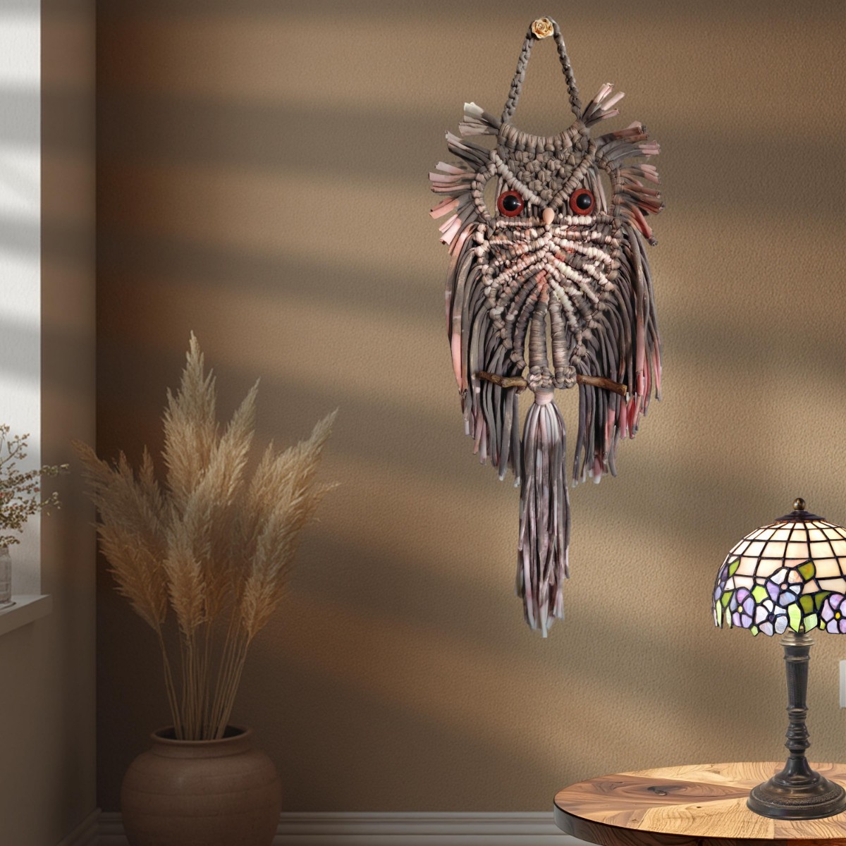 Professor Grimfeather - Handcrafted Boho Owl - Macramé Wall Hanging image 2
