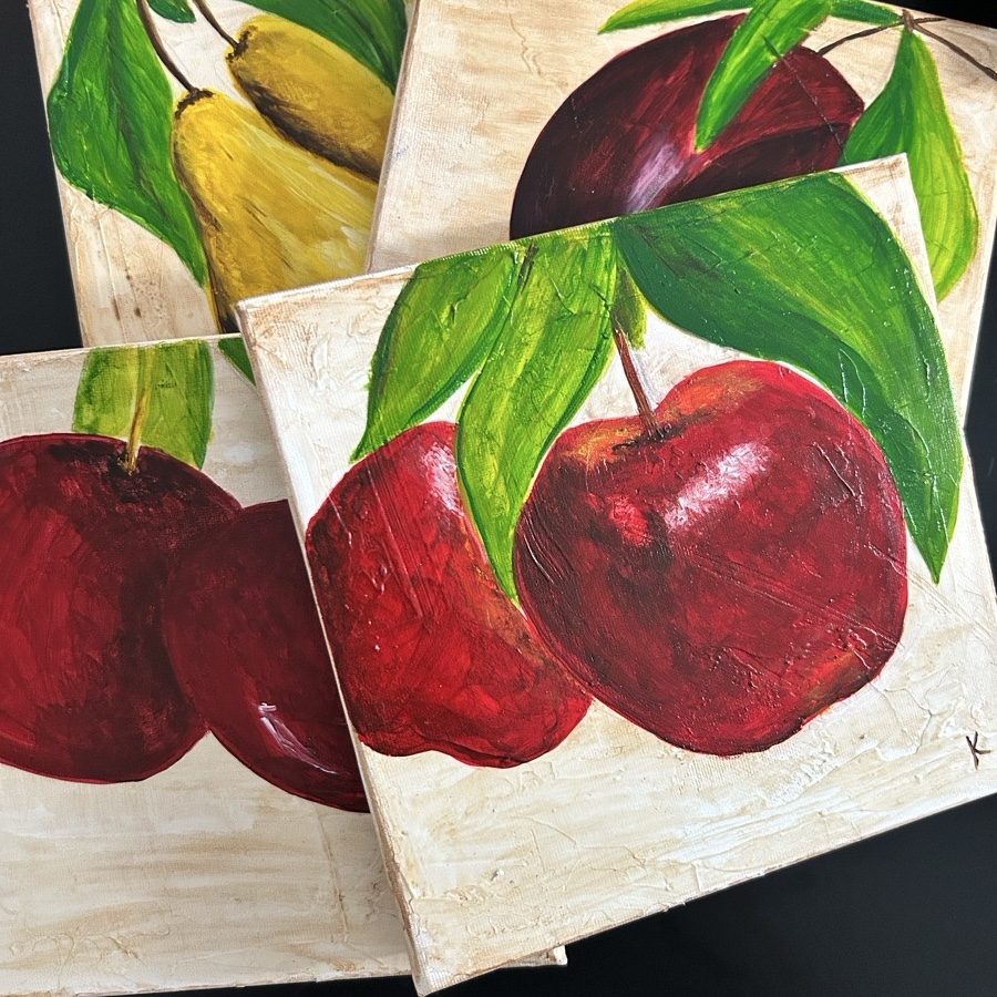 Mini Fruit & Veg Acrylic Paintings