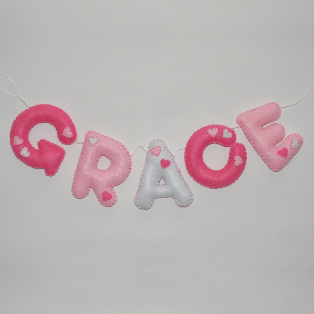 Name Garland – Pink White Hearts image 2