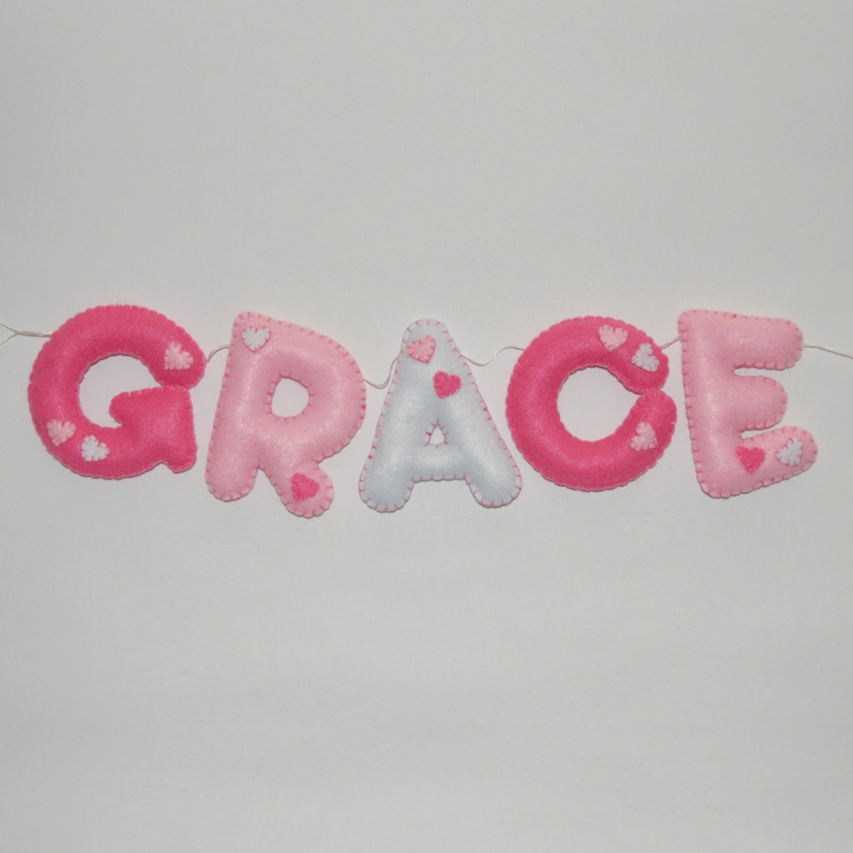 Name Garland – Pink White Hearts