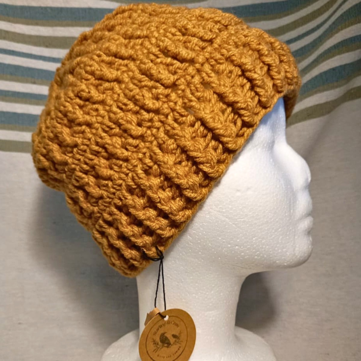 Adult Crochet Nepal Beanie in Camel image 2