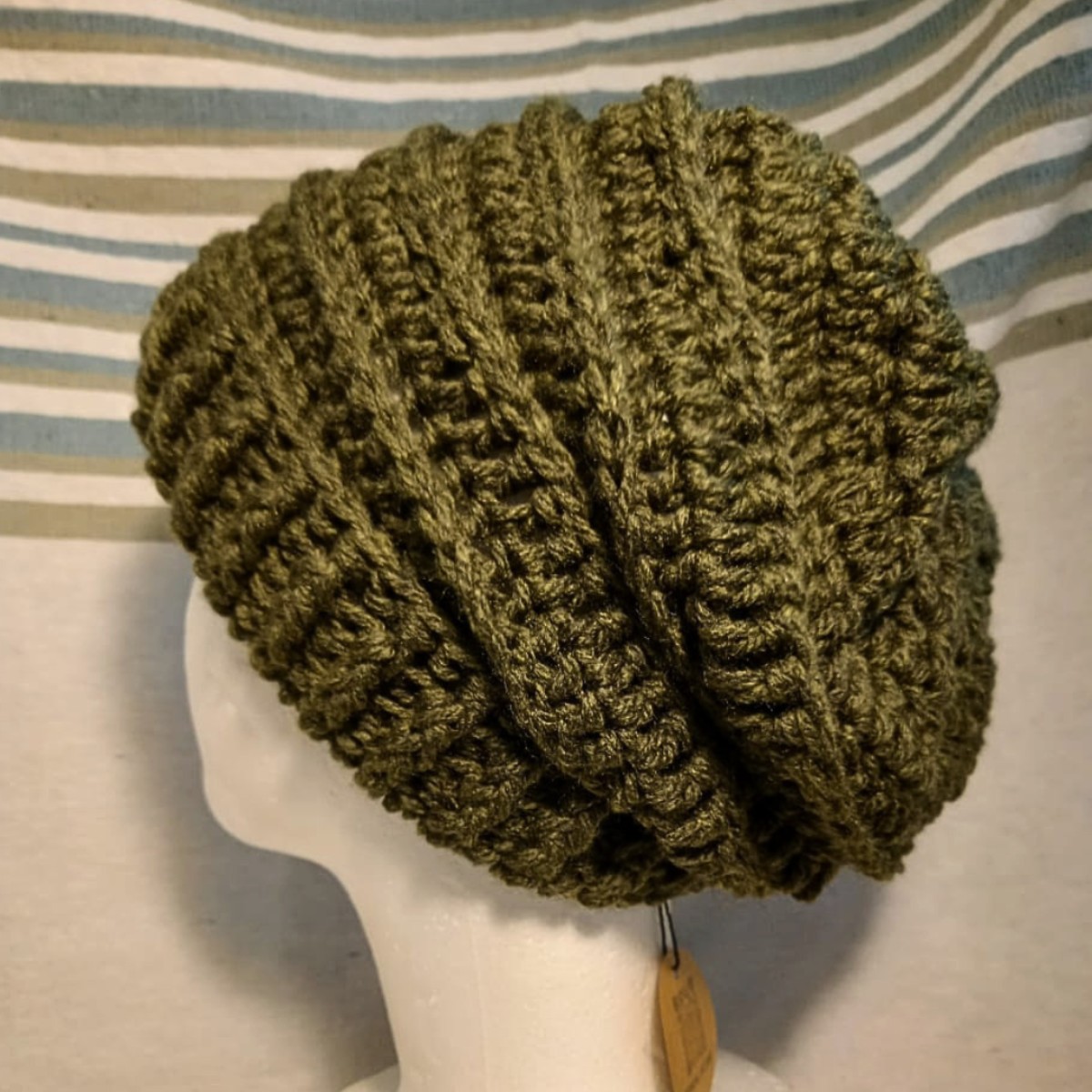 Adult Crochet Slouchy Himalaya Beanie in Seaweed