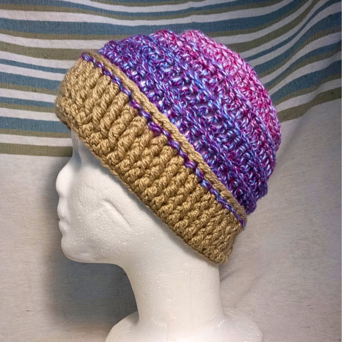 Adult Crochet Himalaya Beanie in Berry