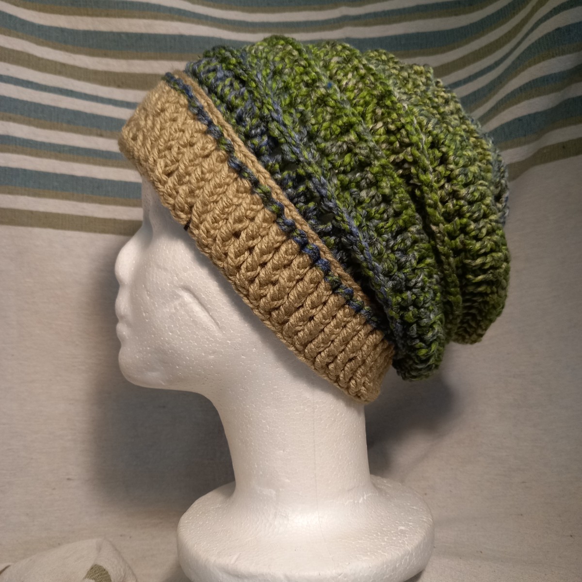 Adult Crochet Slouchy Himalaya Beanie in Foxglove