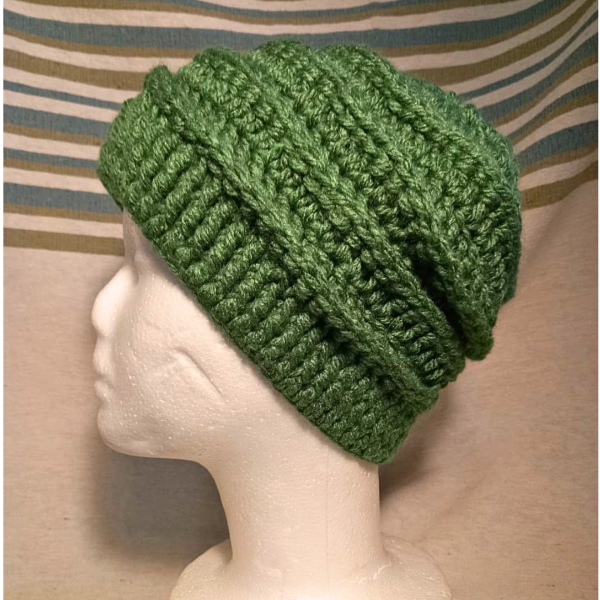 Adult Crochet Himalaya Beanie in Moss