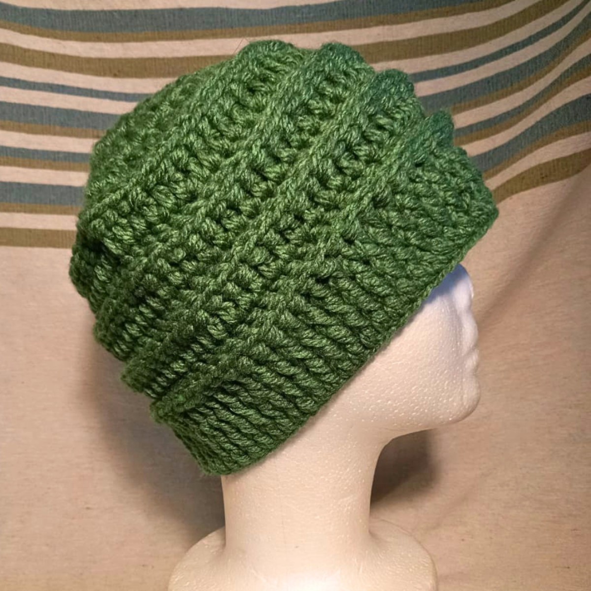 Adult Crochet Himalaya Beanie in Moss image 2