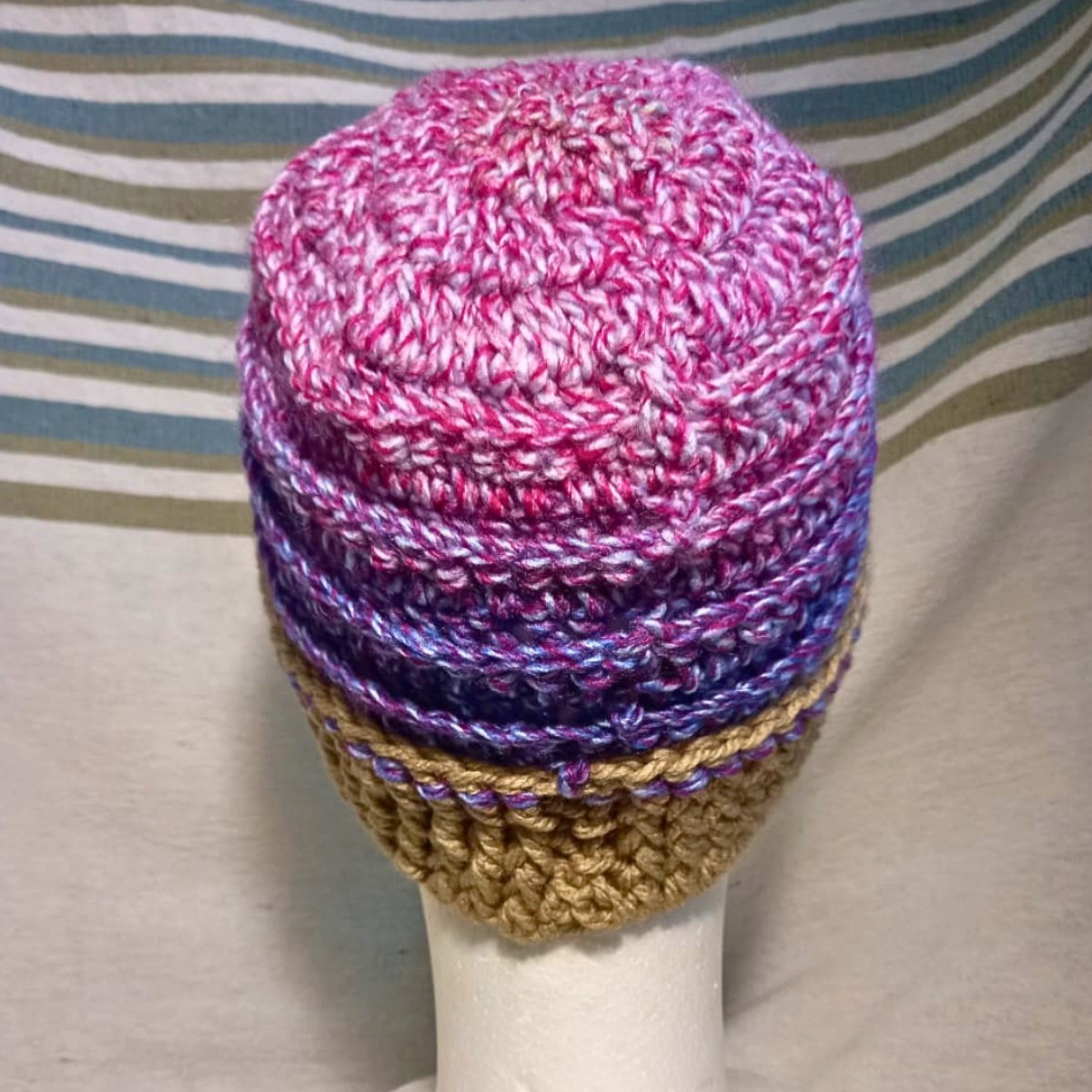 Adult Crochet Himalaya Beanie in Berry image 3