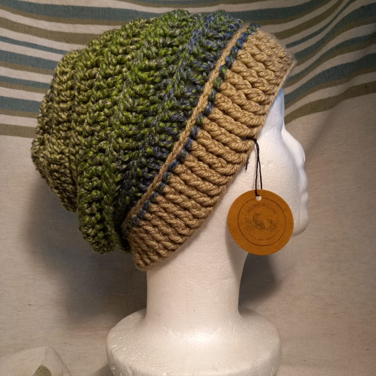 Adult Crochet Slouchy Himalaya Beanie in Foxglove image 3