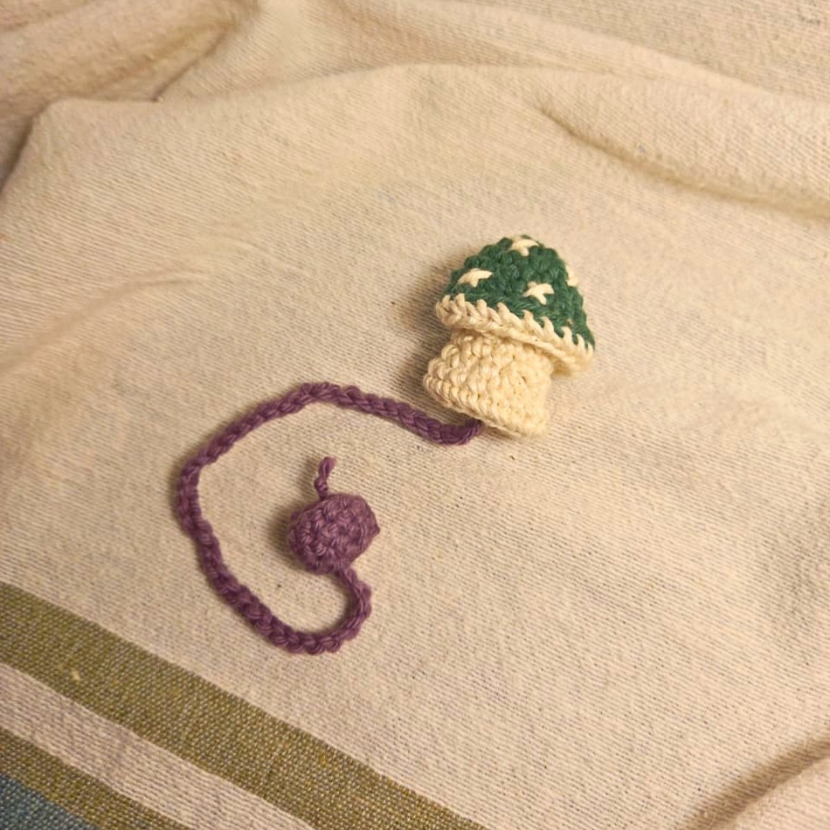 Crochet Woodland Mushroom Bookmark in Forest Green image 3