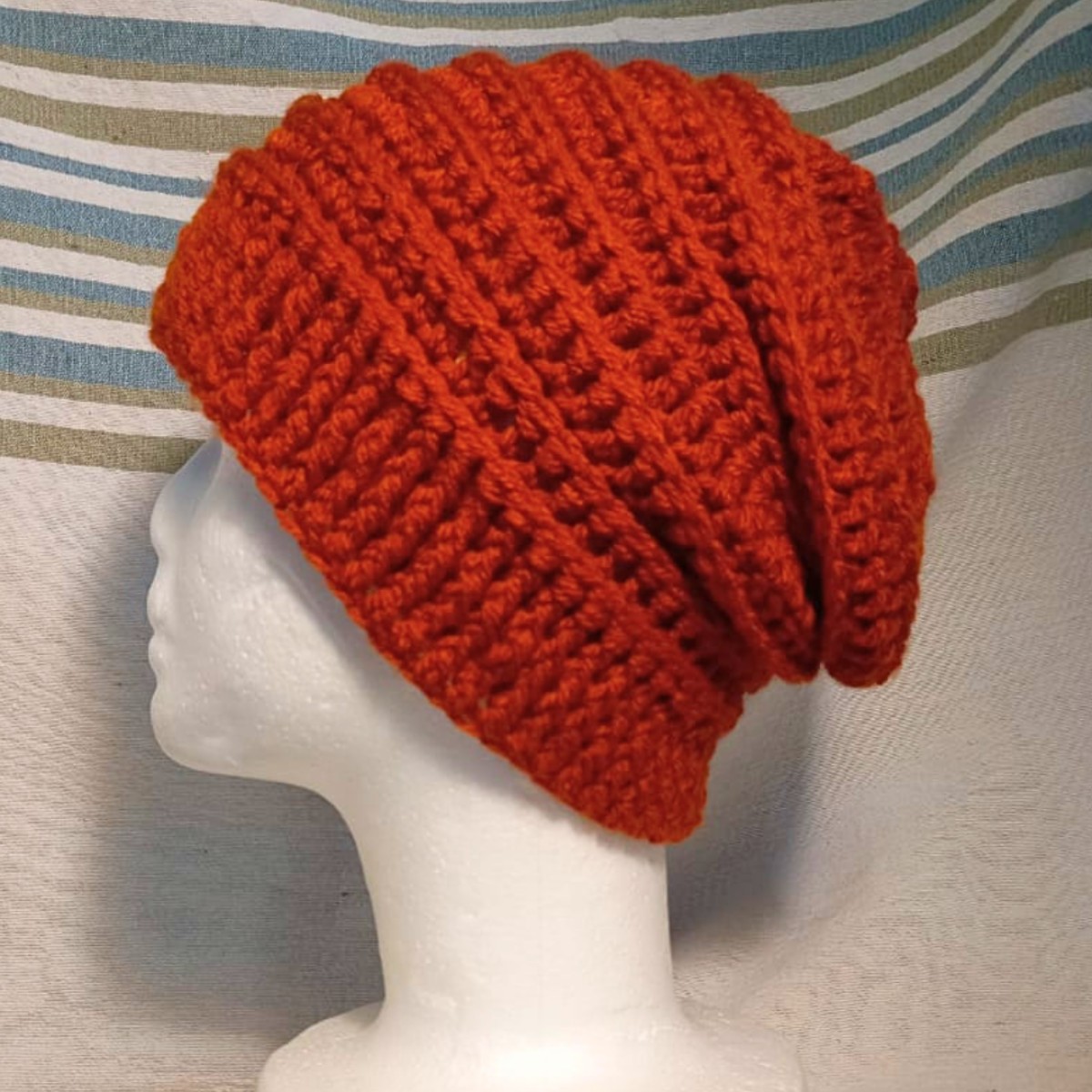 Adult Crochet Slouchy Himalaya Beanie in Cognac