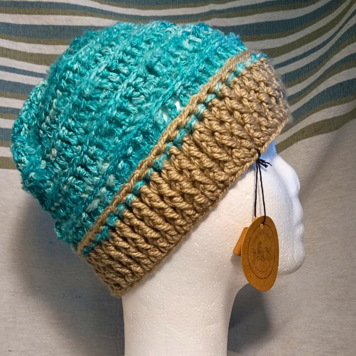 Adult Crochet Himalaya Beanie in Amazonite image 2