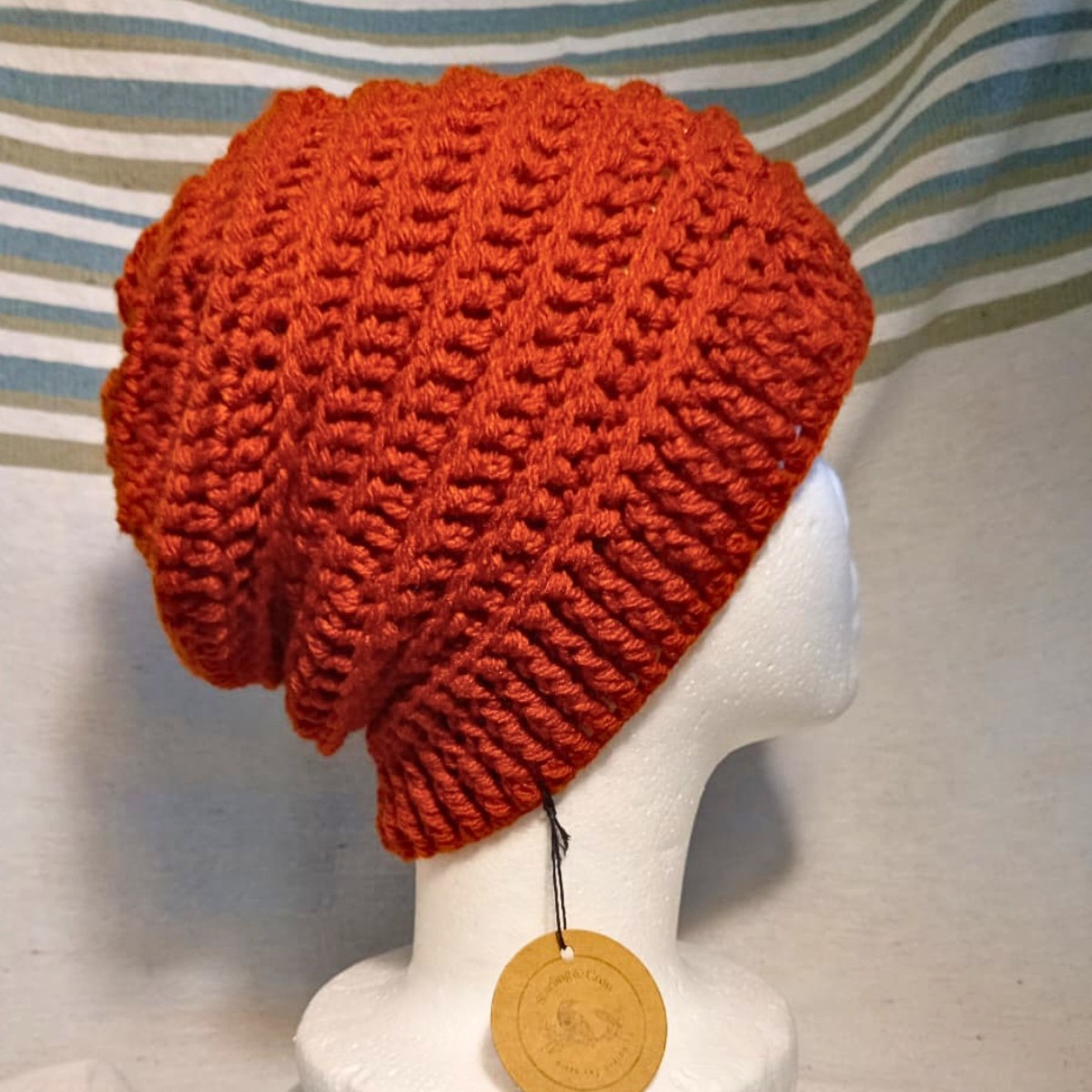 Adult Crochet Slouchy Himalaya Beanie in Cognac image 2