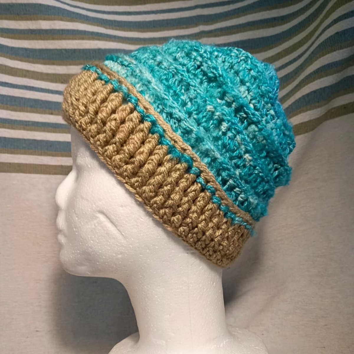 Adult Crochet Himalaya Beanie in Amazonite