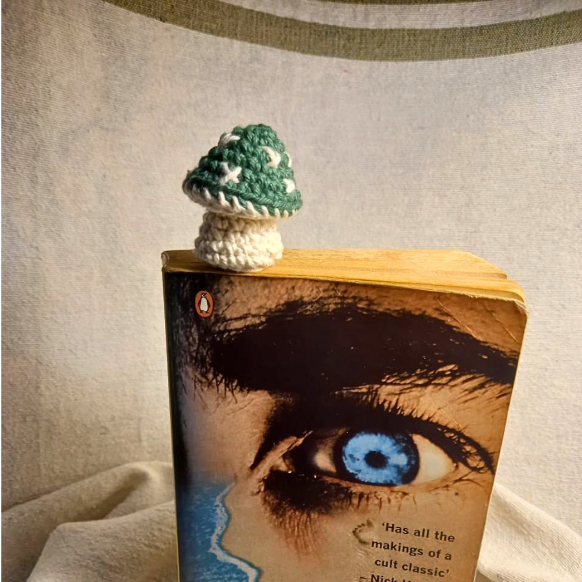 Crochet Woodland Mushroom Bookmark in Forest Green image 2