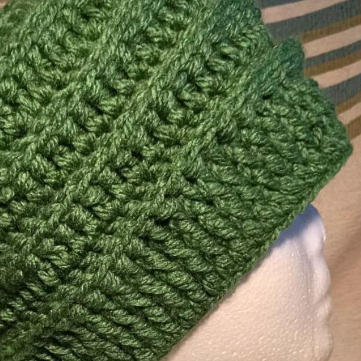 Adult Crochet Himalaya Beanie in Moss image 3
