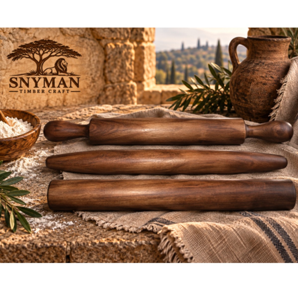 Premium Artisan 3-piece Brazilian Walnut Rolling pin Set