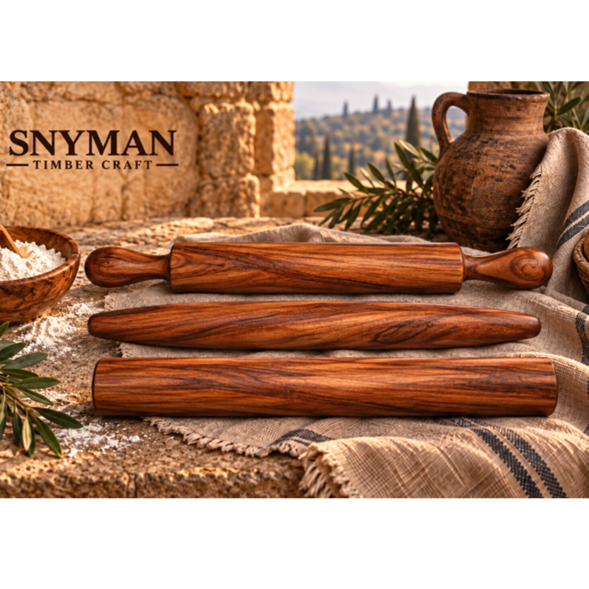 Kiaat Rolling Pin Set