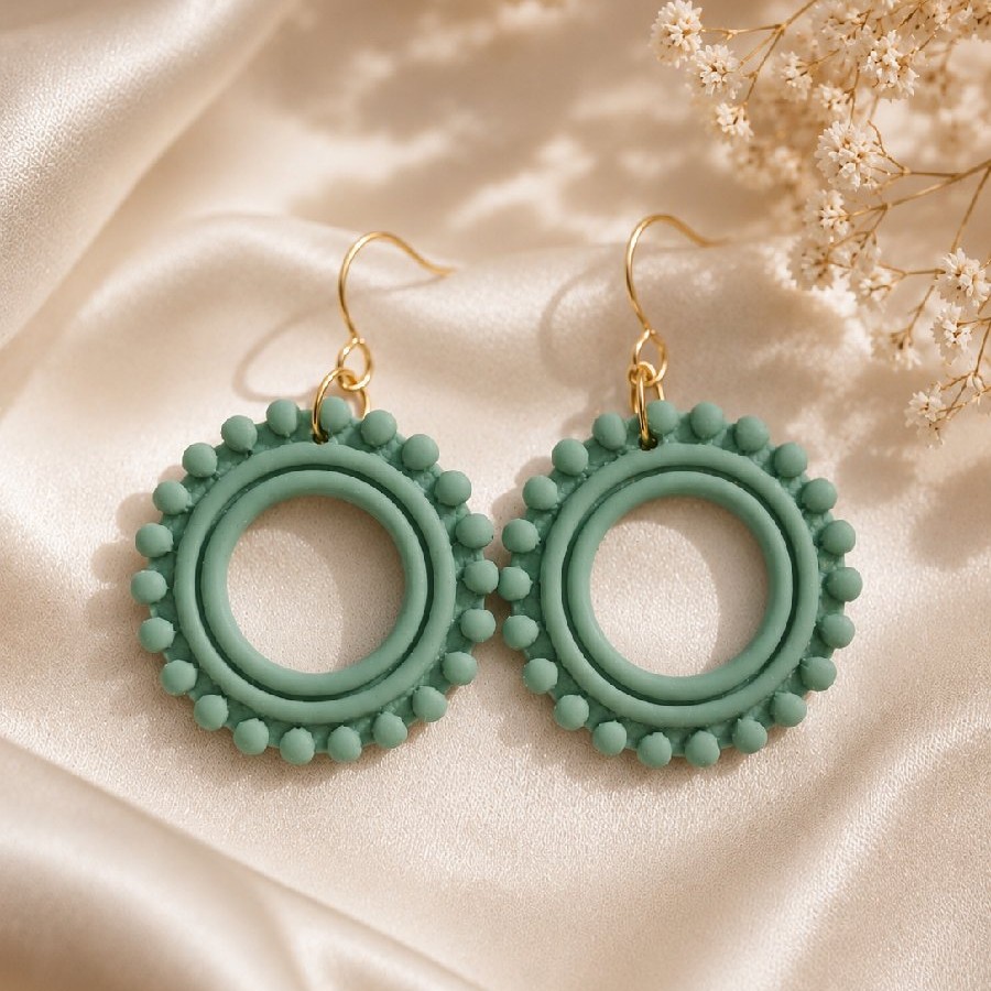 Sage Green Textured Hoop Earrings
