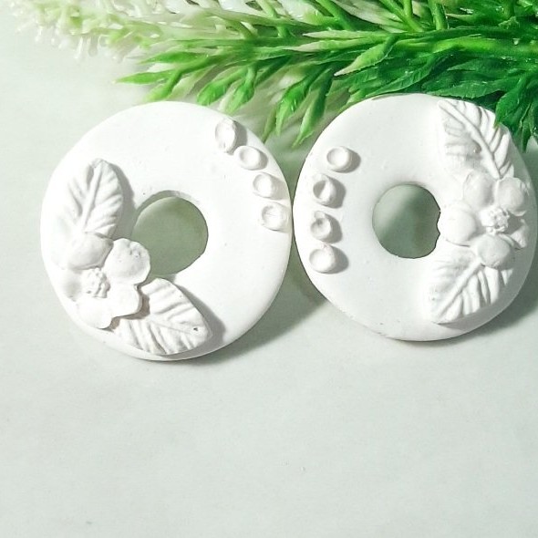 White Floral Statement Earrings