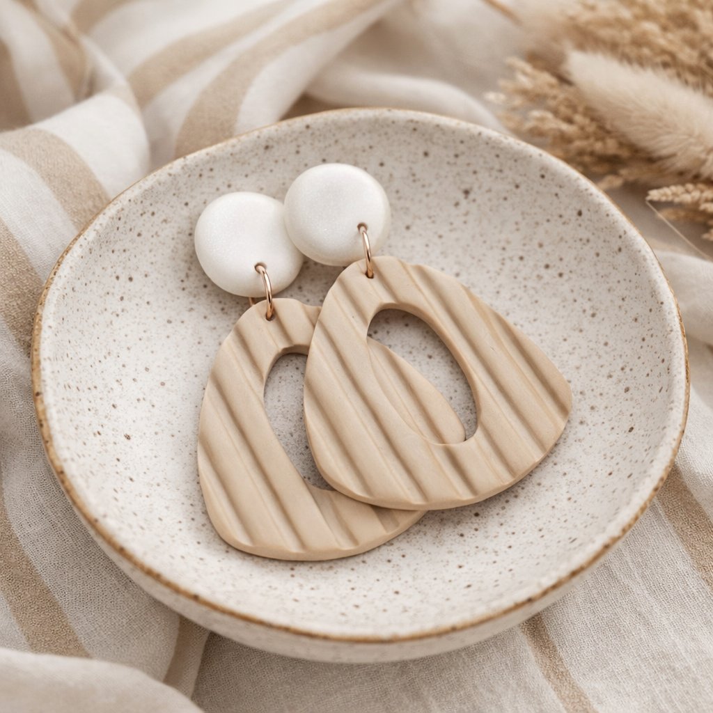 Neutral Textured Statement Earrings