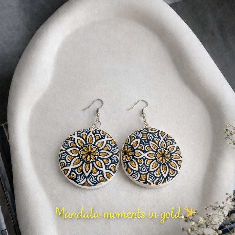 Gold Mandala Statement Earrings