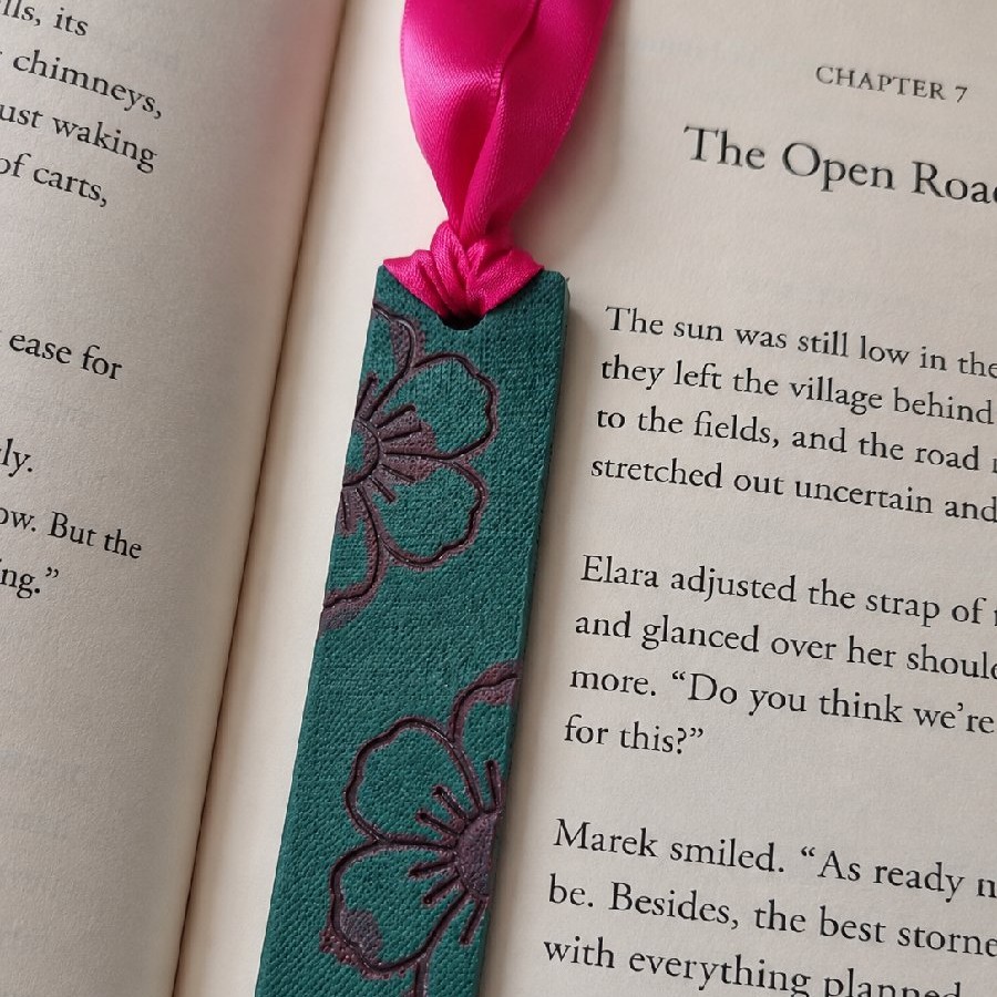 Polymer clay bookmark with satin ribbon