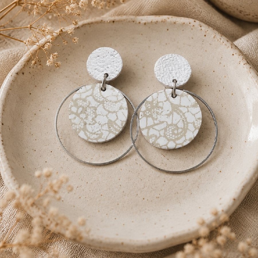 Elegant Lace Hoop Earrings