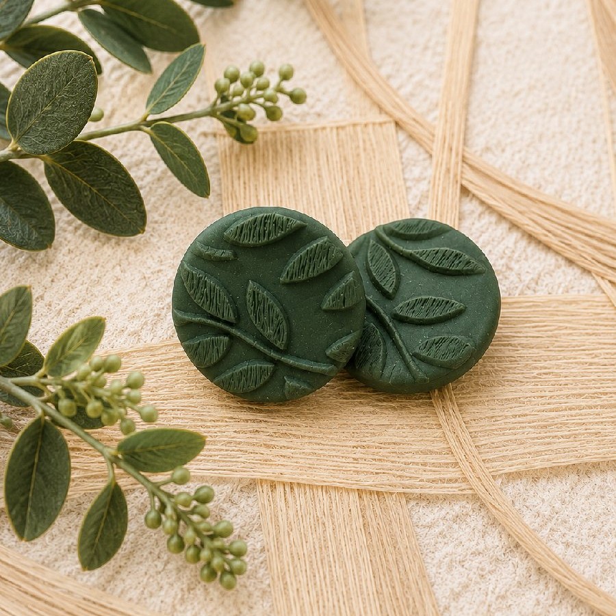 Forest Green Leaf Studs