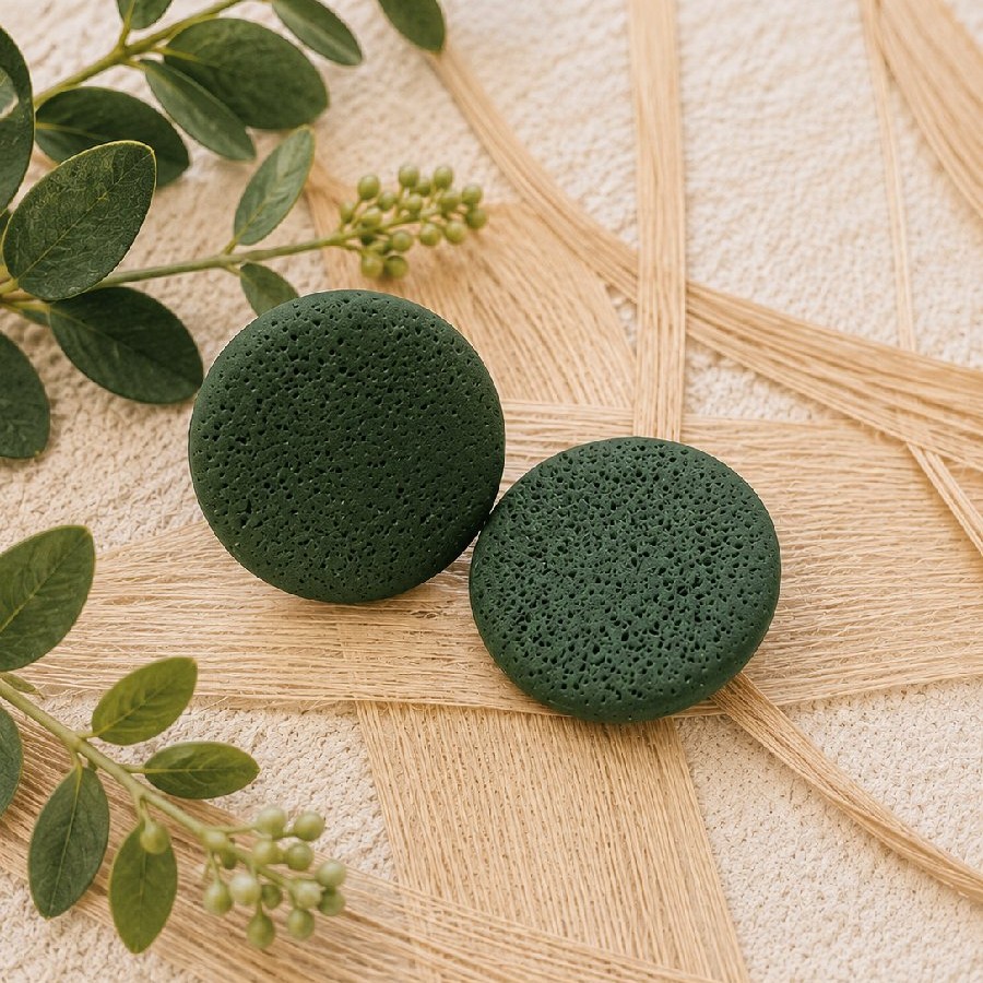 Forest Green Textured Stud Earrings