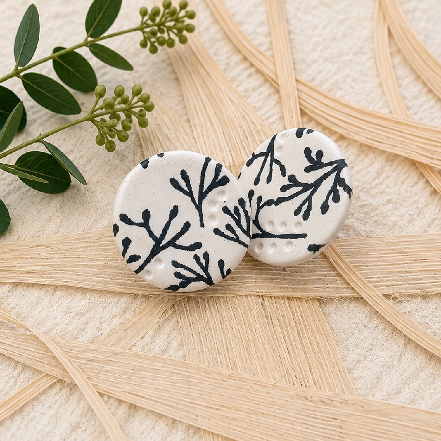 Monochrome Botanical Studs