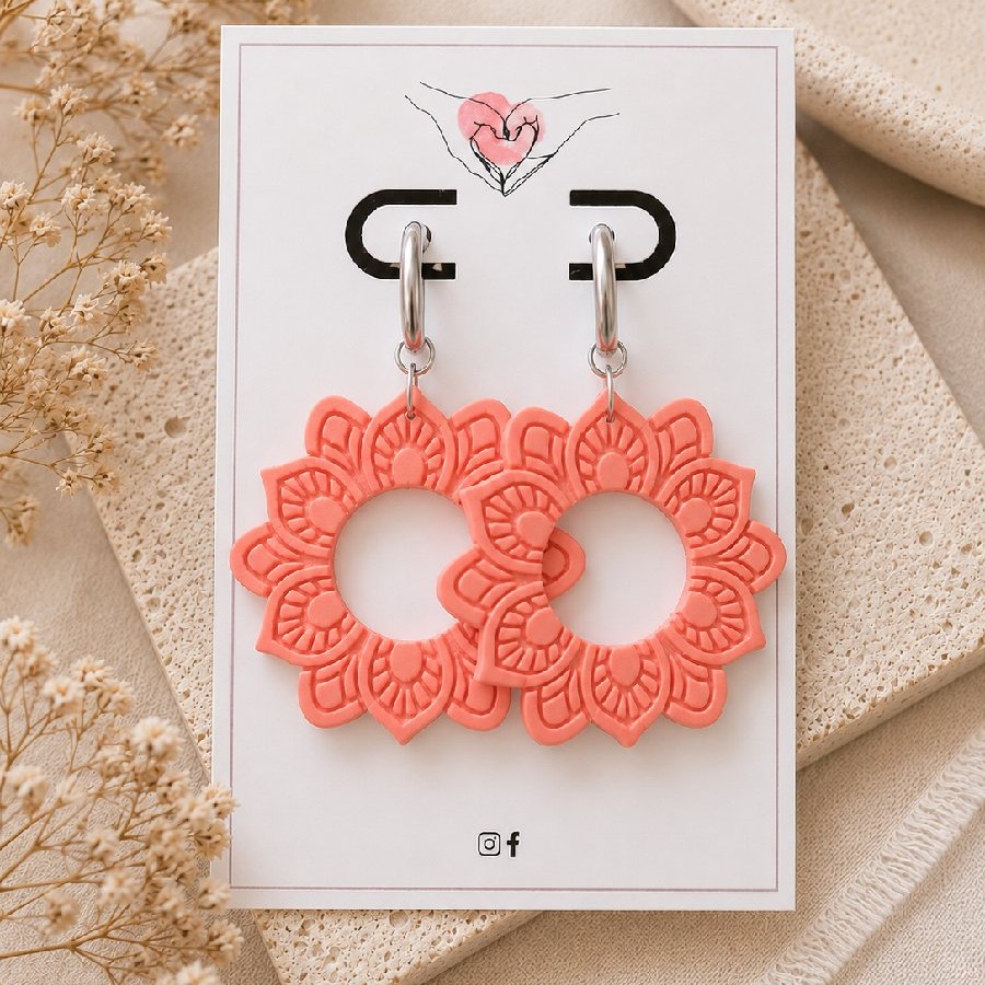 Coral Bloom Statement Earrings
