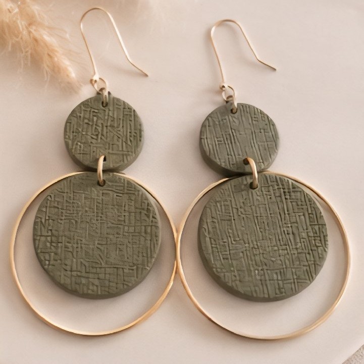 Olive Harmony Hoop Earrings