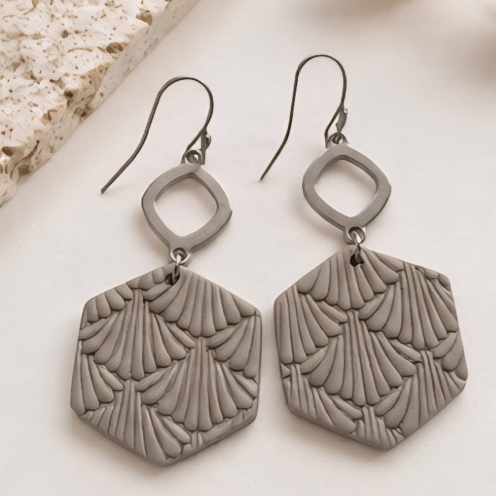Pebble Hex Statement Earrings