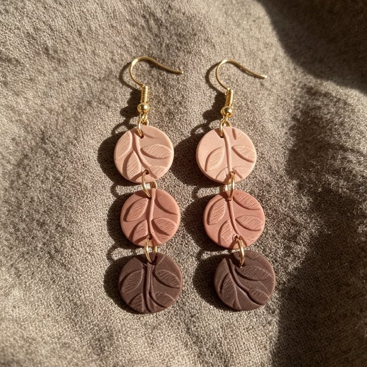 Warm Earth-Tone Leaf Drop Earrings