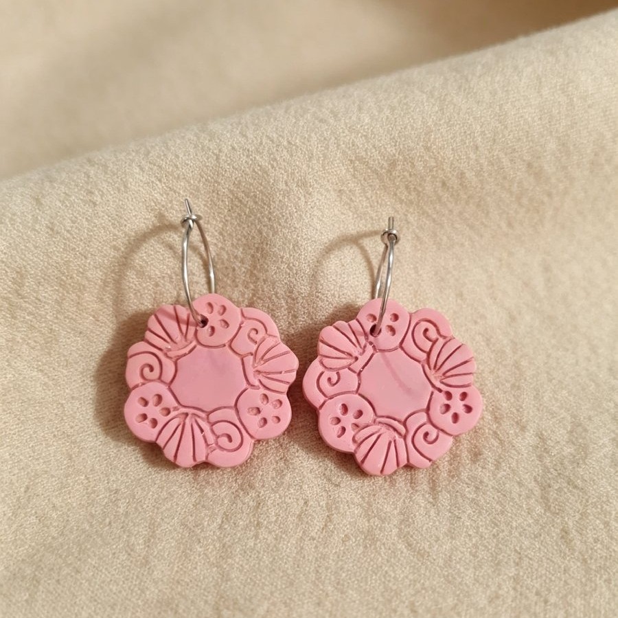 Dusty Rose Nautical Shell & Sand Dollar Earrings